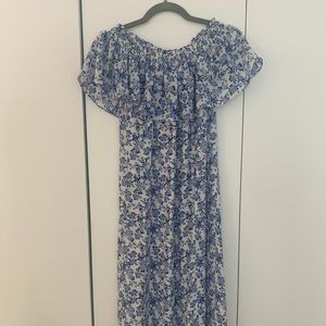 Rebecca Taylor Blue and White Floral Midi Dress